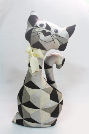 Gato de tela colección arlequín plateado